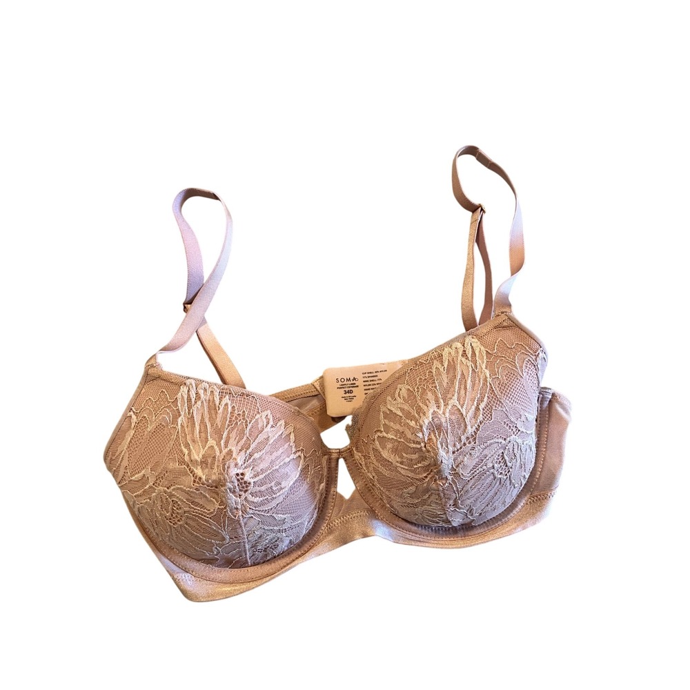 Soma Intimates Lightly Lined Perfect Coverage Lace Bra Rose Gold 34D